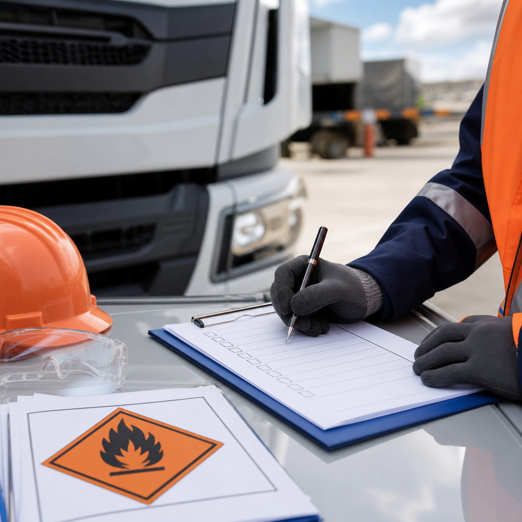 ADR dangerous goods compliance or training scene